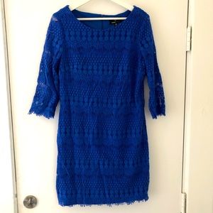 Blue Crochet Mini Sheath Dress